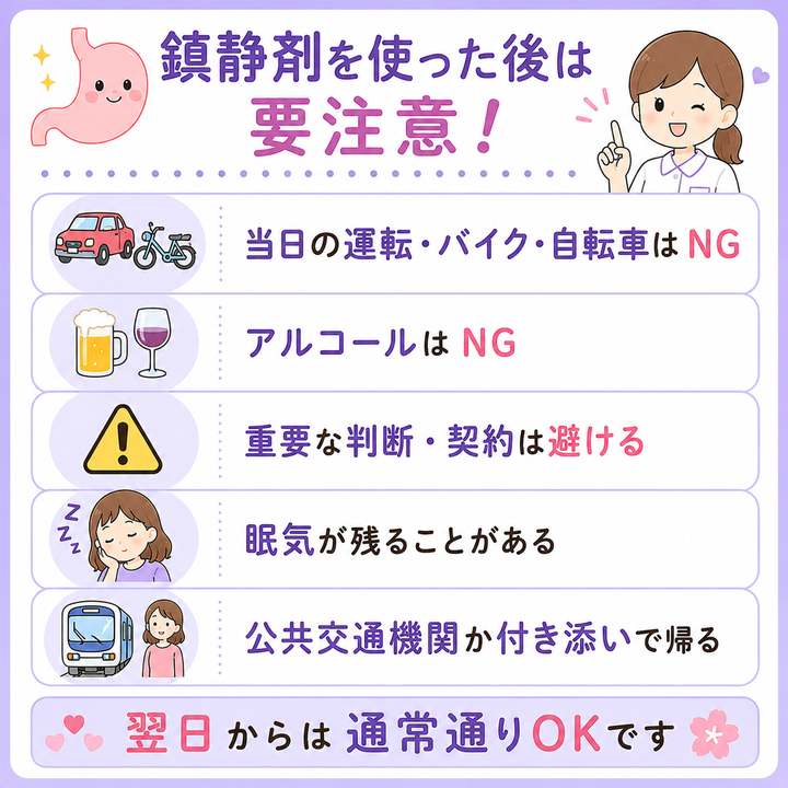 鎮静剤を使った後は要注意!