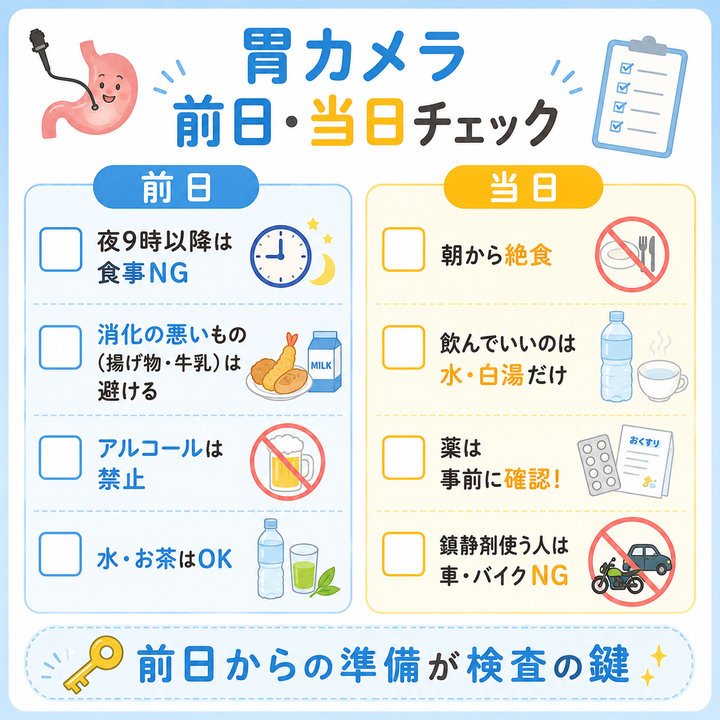胃カメラ前日・当日チェック