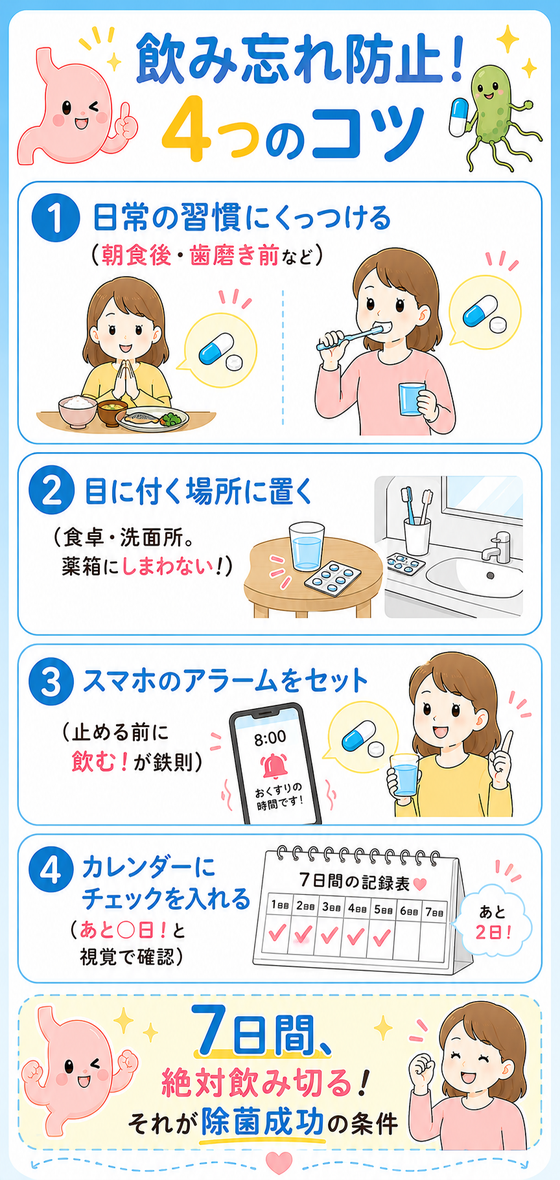 飲み忘れ防止！4つのコツ