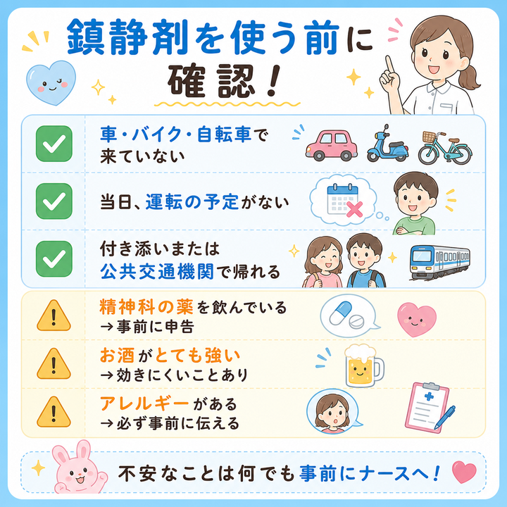 鎮静剤を使う前に確認！
