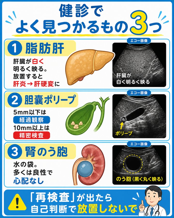 健診でよく見つかるもの3つ