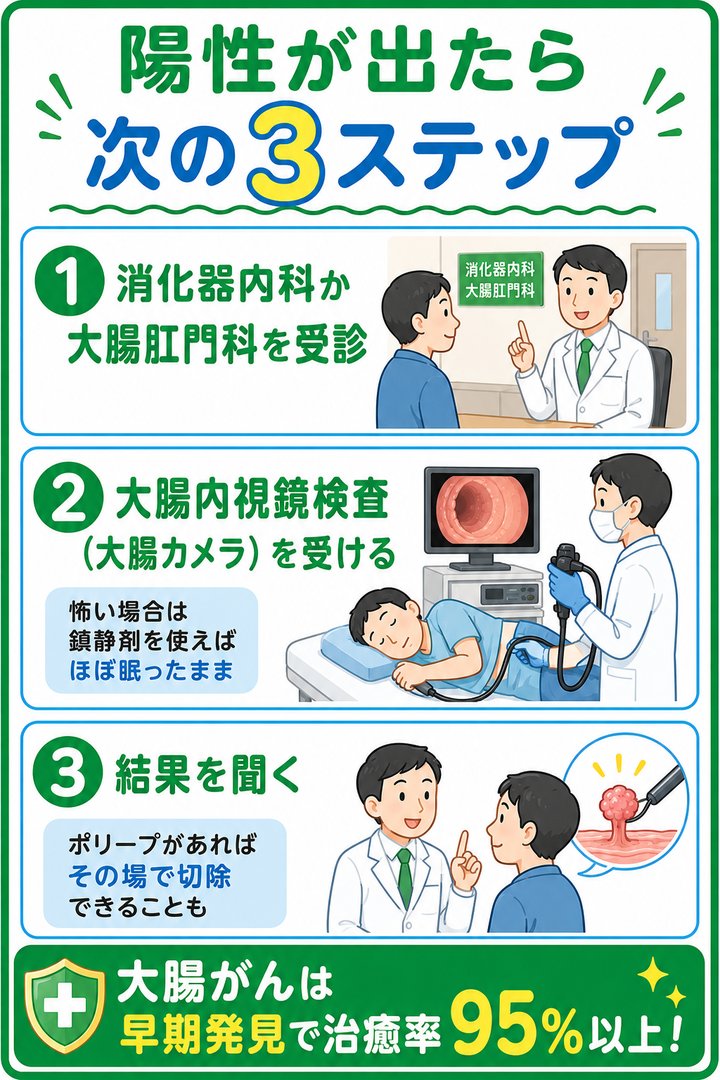 陽性が出たら次の3ステップ