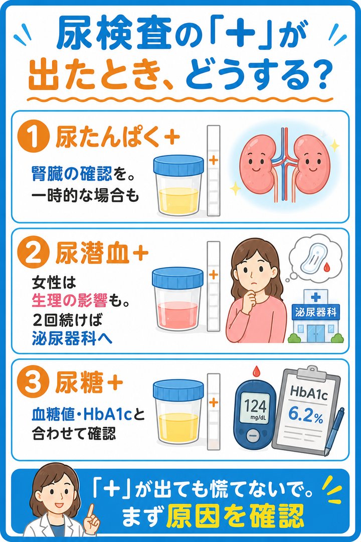 尿検査の「+」が出たとき、どうする?