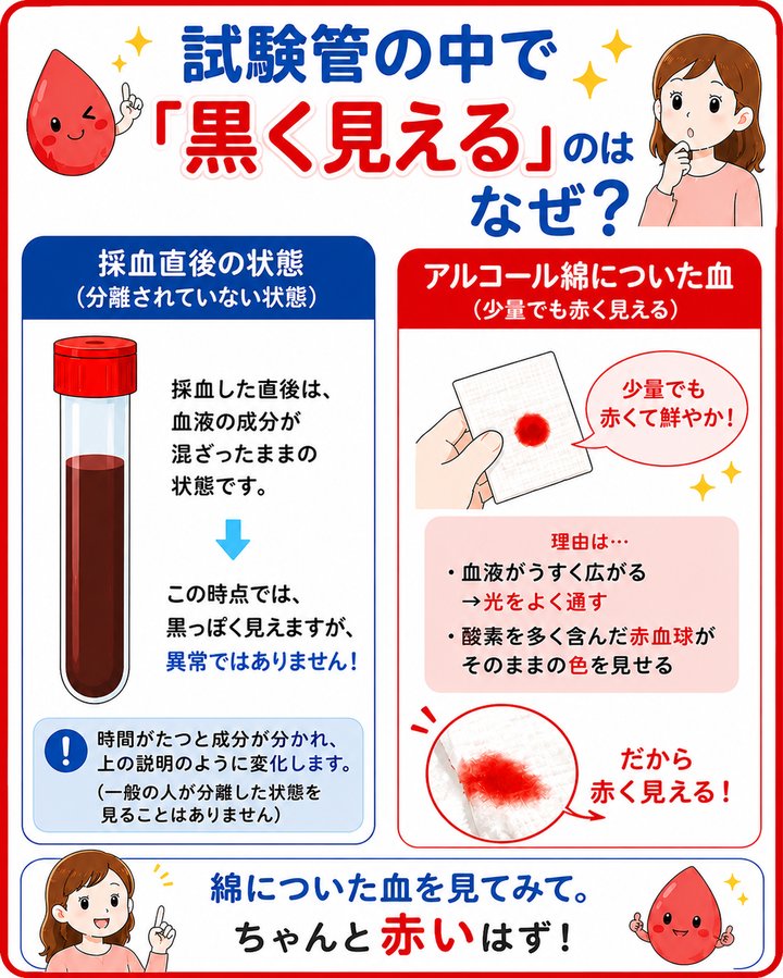 試験管の中で黒く見える理由