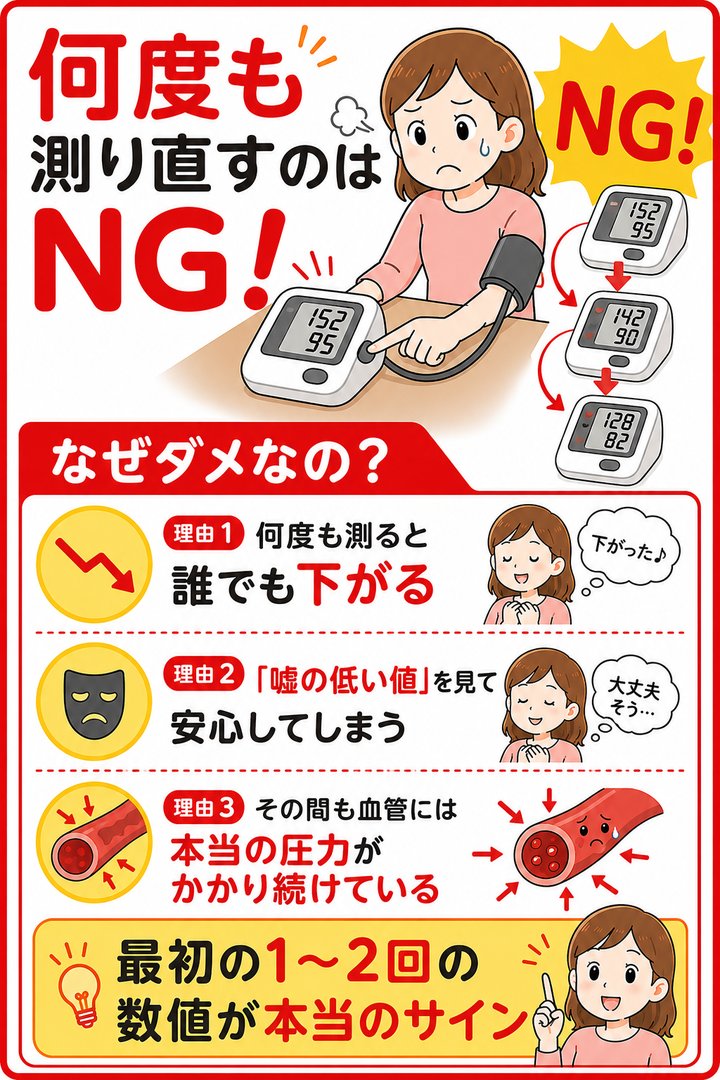 何度も測り直すのはNG!