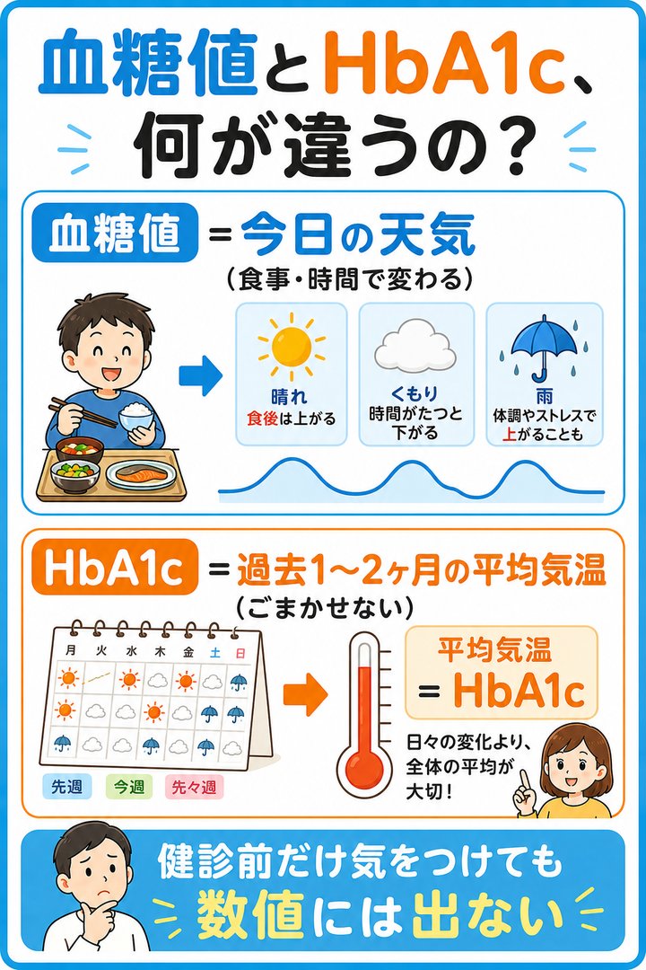 血糖値とHbA1c、何が違うの？