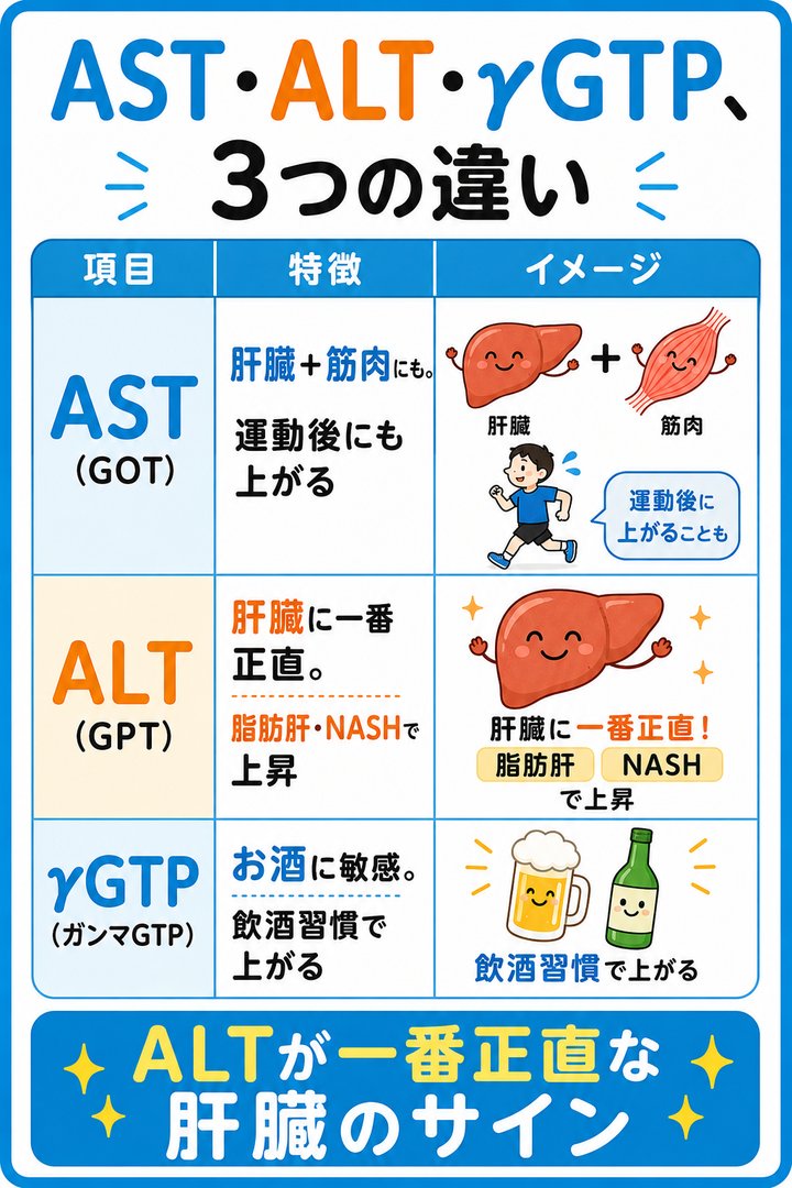 AST・ALT・γGTP、3つの違い