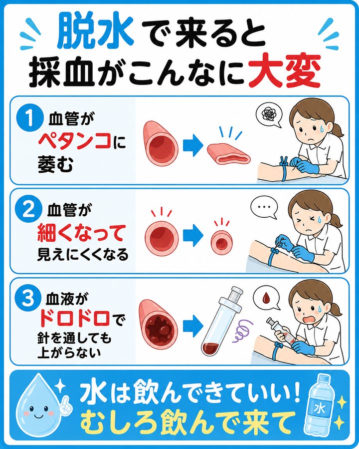 脱水で来ると採血がこんなに大変